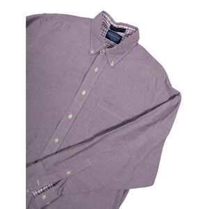 Pendleton Mens Purple Oxford Cloth Button Down Shirt Long Sleeve Cotton Large